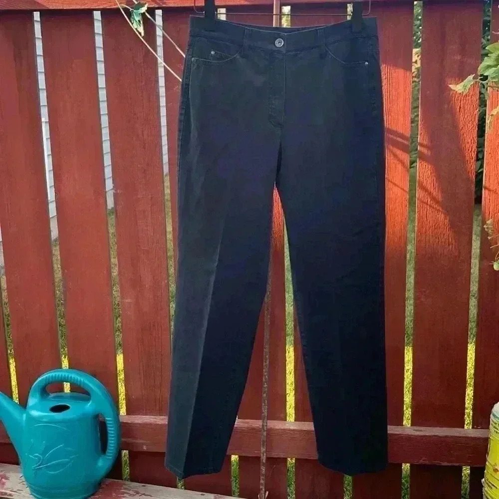 Olsen Navy Blue “Lena”  Denim Pants, Front Pleat, Size 8